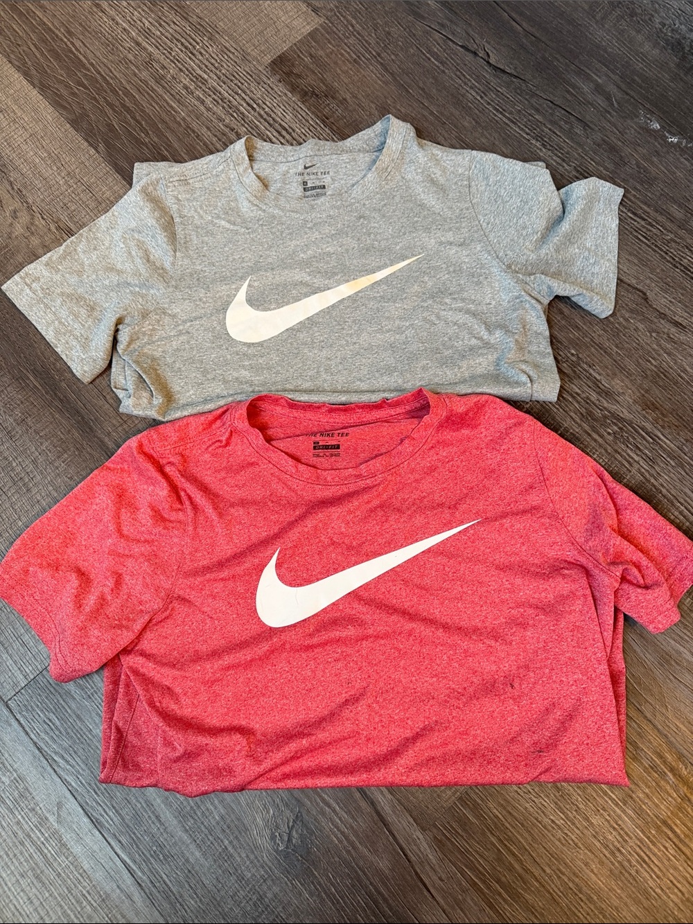 Nike Short Sleeve Tees in Gray and Red with White Swoosh